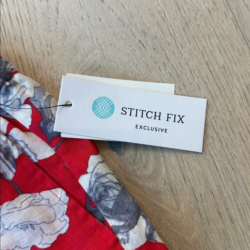 Stitch Fix KUT from the Kloth Jansen Printed Linen Shorts Red Floral Size 4 NWT - Picture 3 of 5